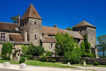 Fototapeta na wymiar F, Burgund, Côte d'Or, Weinlagen bei Gevrey-Chambertin, Château Gevrey-Chambertin, Himmel strahlend blau und klar
