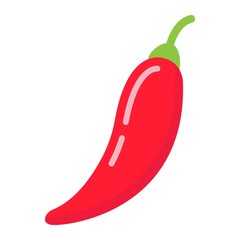 Hot chili pepper flat icon, vegetable and mexican, vector graphics, a colorful solid pattern on a white background, eps 10.