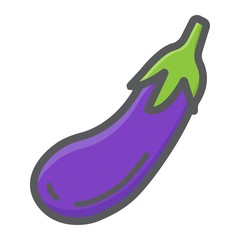 Eggplant colorful line icon, vegetable and diet, vector graphics, a filled pattern on a white background, eps 10.