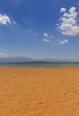 view on beach at Dead Sea, Israel