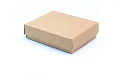 Empty craft paper cardboard box isolated on a white
