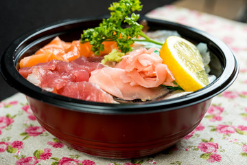 japanese food Mix Sashimi Chirashi Rice Bowl