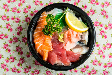 japanese food Mix Sashimi Chirashi Rice Bowl