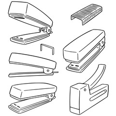 vector set of stapler - obrazy, fototapety, plakaty