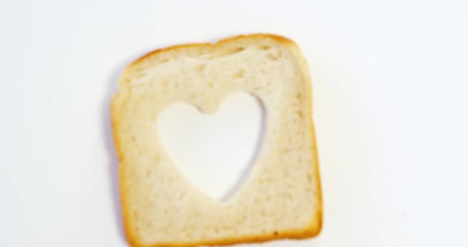 Heart shape on bread slice