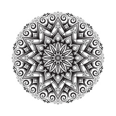 Hand drawn mandala ornament.Mehndi, henna pattern. Can be used for textiles, printing on phone, yoga Mat, coloring.