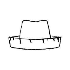 monochrome blurred silhouette of straw hat vector illustration