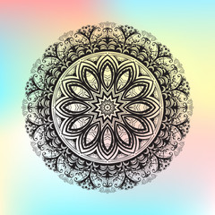 Hand drawn mandala ornament.Mehndi, henna pattern. Can be used for textiles, printing on phone, yoga Mat, coloring.
