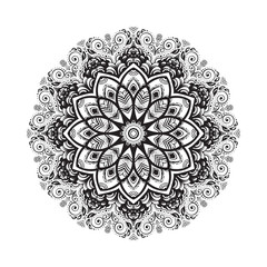 Hand drawn mandala ornament.Mehndi, henna pattern. Can be used for textiles, printing on phone, yoga Mat, coloring.