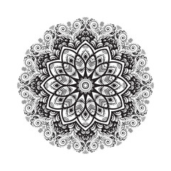 Hand drawn mandala ornament.Mehndi, henna pattern. Can be used for textiles, printing on phone, yoga Mat, coloring.