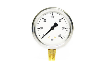 Pressure gauge using measure the pressure in production process. Worker or Operator monitoring oil and gas process by the gauge for routine record and analysis oil and gas production process.
