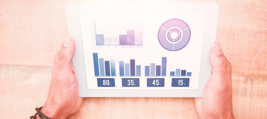 Composite image of blue graphics on white background