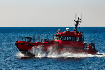 Red pilot boat