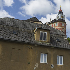 Summer View of Javornik Town from Jansky Hill (Jansky Vrch) Castle, Olomouc Region, Czech Republic.