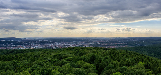 Panorama über Saarbrücken Richtung Völklingen und Frankreich