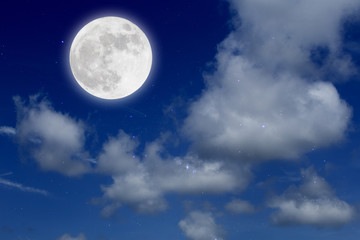 Fototapeta na wymiar Romantic Moon In Starry Night.