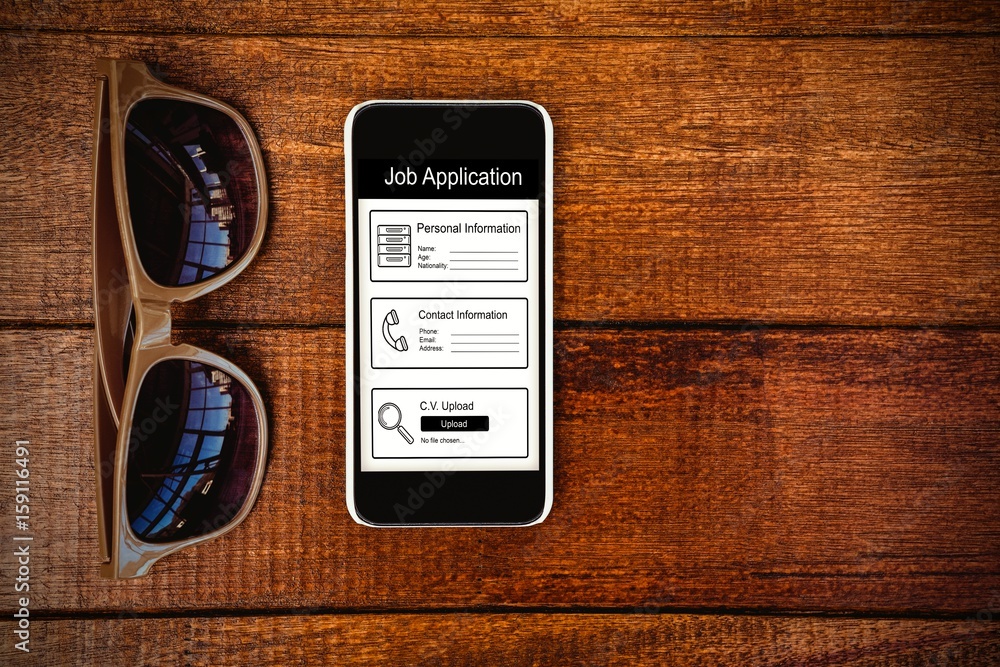 Poster composite image of informations for job application