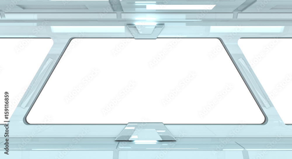 Aufkleber spaceship white corridor 3d rendering