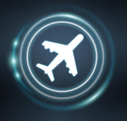 3D rendering plane icon with circles