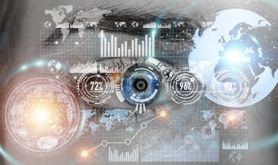 Close-up of woman digital eye 3D rendering