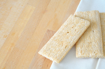 top view of crispbread on a kitchen table