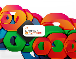 Geometric abstract background, cut chain shapes or hexagons on white