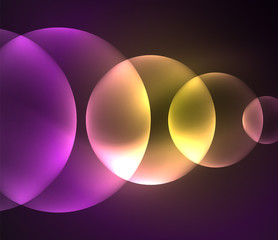 Glowing shiny overlapping circles composition on dark background