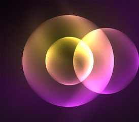 Glowing shiny overlapping circles composition on dark background