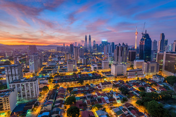Kuala Lumpur city skyline when sunrise, Malaysia