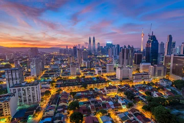 Fototapeten Kuala Lumpur city skyline when sunrise, Malaysia © Noppasinw