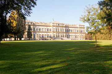 Obraz premium Parco con vista retro palazzo reale Monza