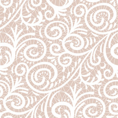 Seamless vector lace pattern. White vintage ornament.