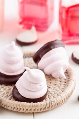 Homemade pink zephyr or marshmallows