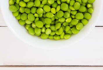 Top view of a green peas closeup.