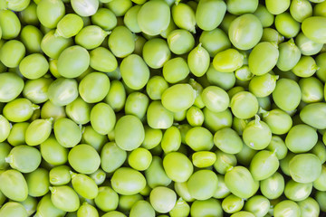 Top view of a green peas closeup.