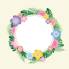 Tropical Flowers Frame - vector eps10