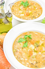 Vegetable soup with fresh ingredients
