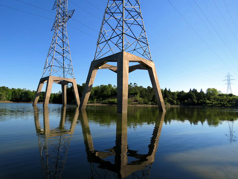 Toronto transmission line towers in pond 2017