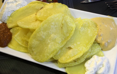 French fries with sauces