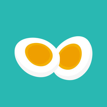 Vector illustration. Hard Boiled egg sliced  or cut into two halves isolated.