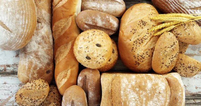 Various types of bread loaves