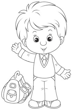 primary school children clipart black