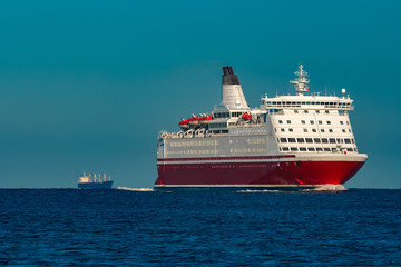 Red cruise liner
