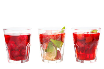 Refreshing drink with strawberries