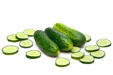 Fresh green cucumbers