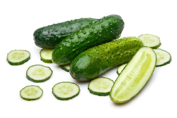 Fresh green cucumbers