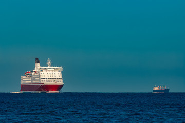 Red cruise liner