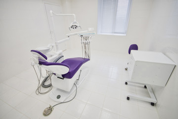 dental clinic interior with modern dentistry equipment, surgery office