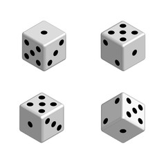 Dice set in isometric 3D, vector