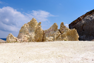Fototapeta na wymiar Scenic rock formation, Firopotamos Bay. Milos, Cyclades Islands, Greece